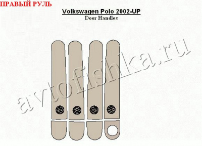Volkswagen Polo (02-) декоративные накладки под дерево или карбон (отделка салона), ручки дверей , правый руль